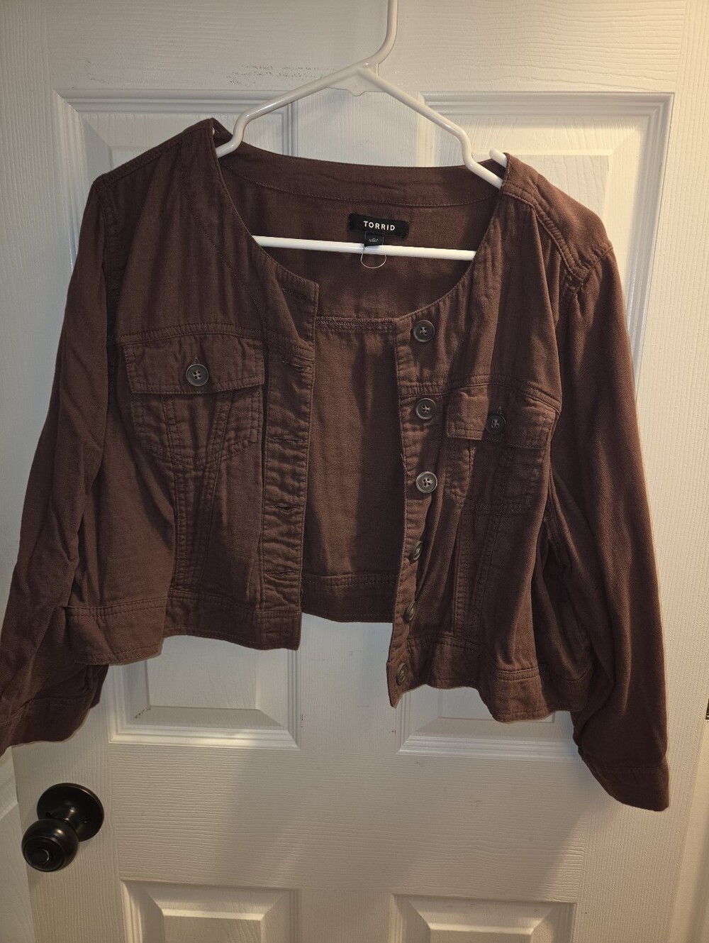 Torrid Brown Cropped Jacket - Button Front